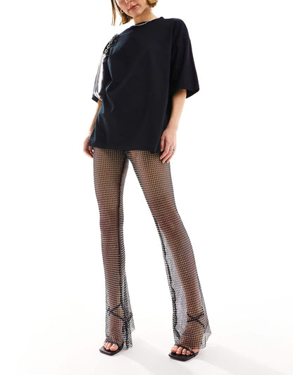 Fishnet Hotfix Flare Trousers