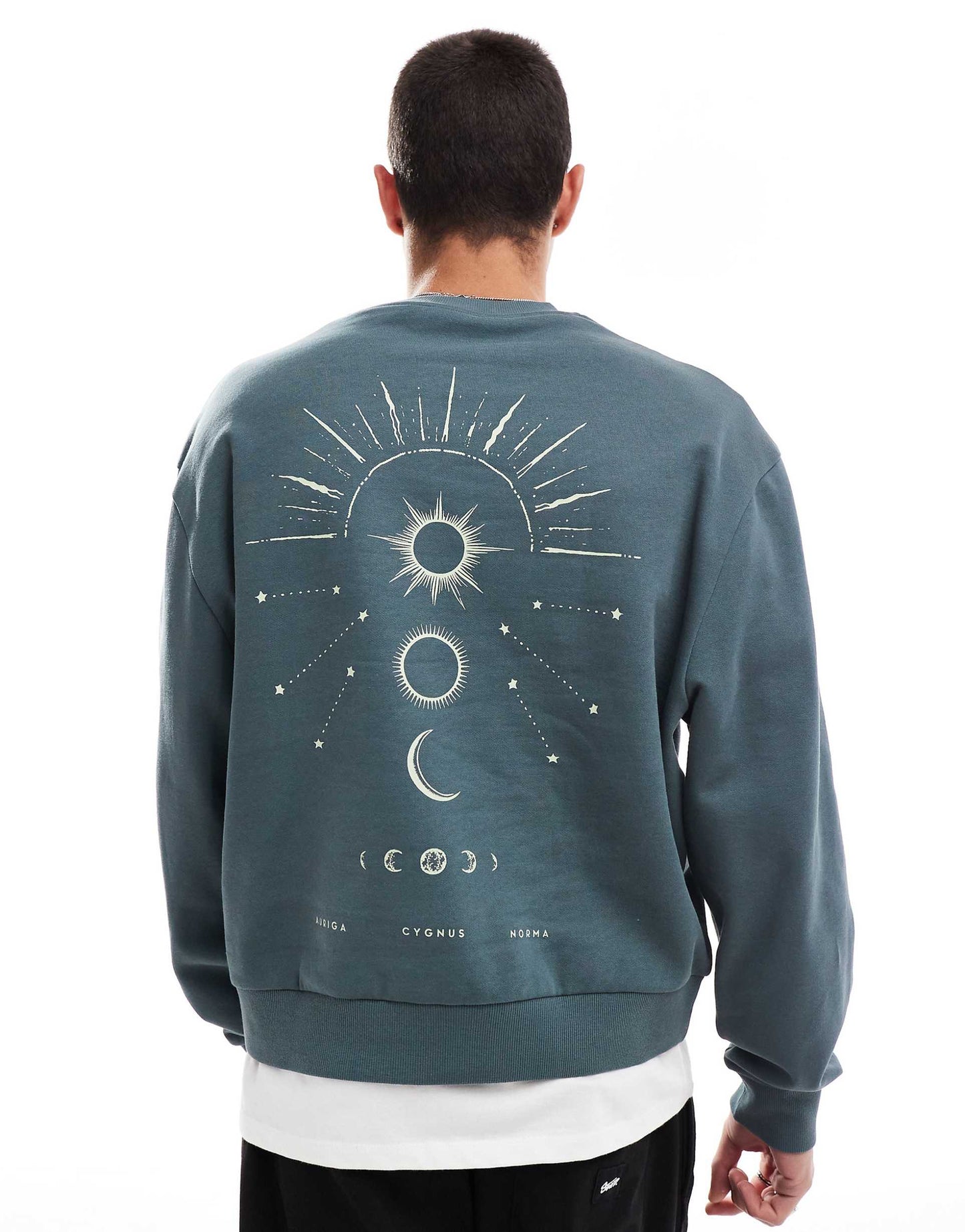 Boxy Oversized Sweatshirt With Back Celestial Print