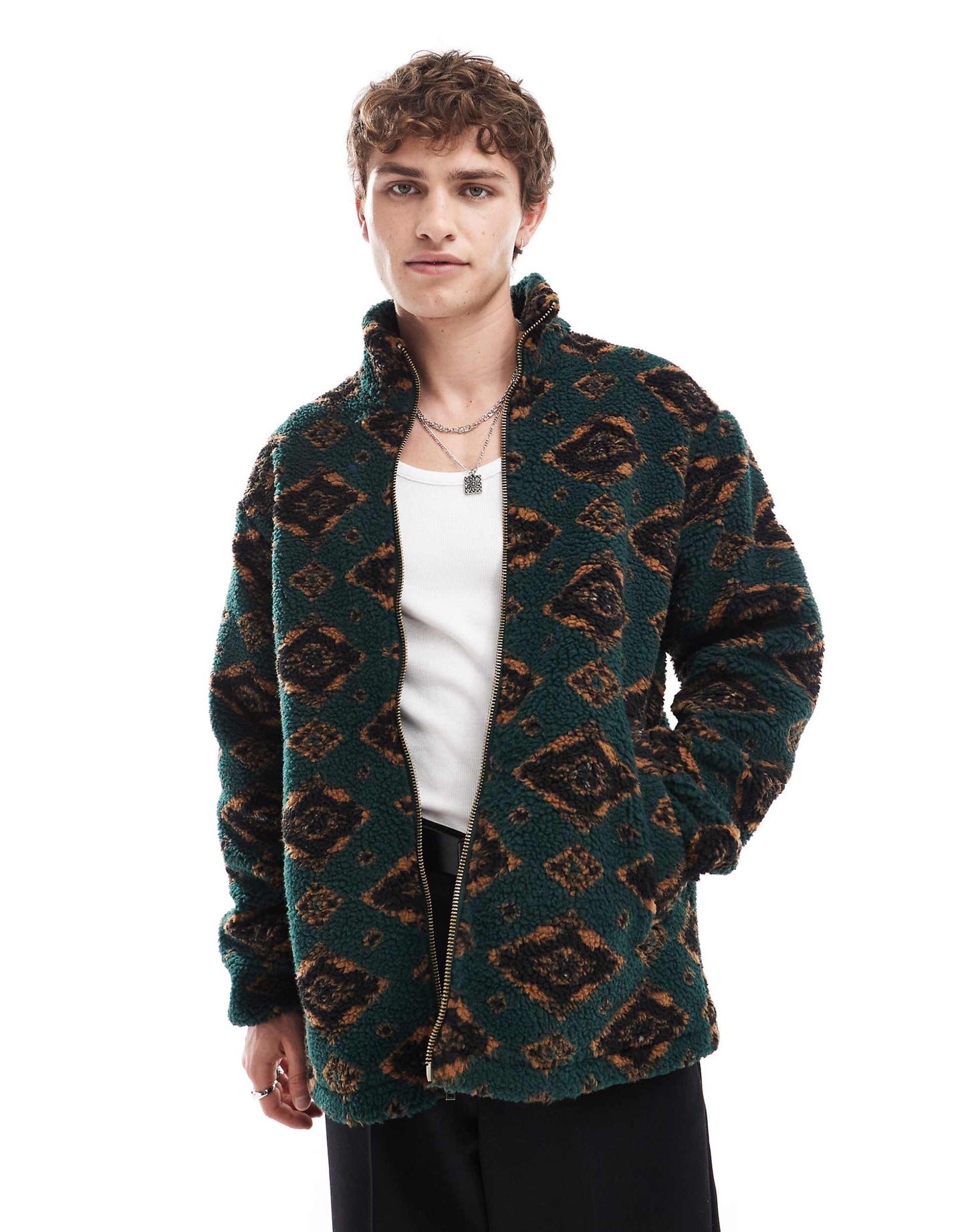 Diamond Print Borg Sherpa Jacket