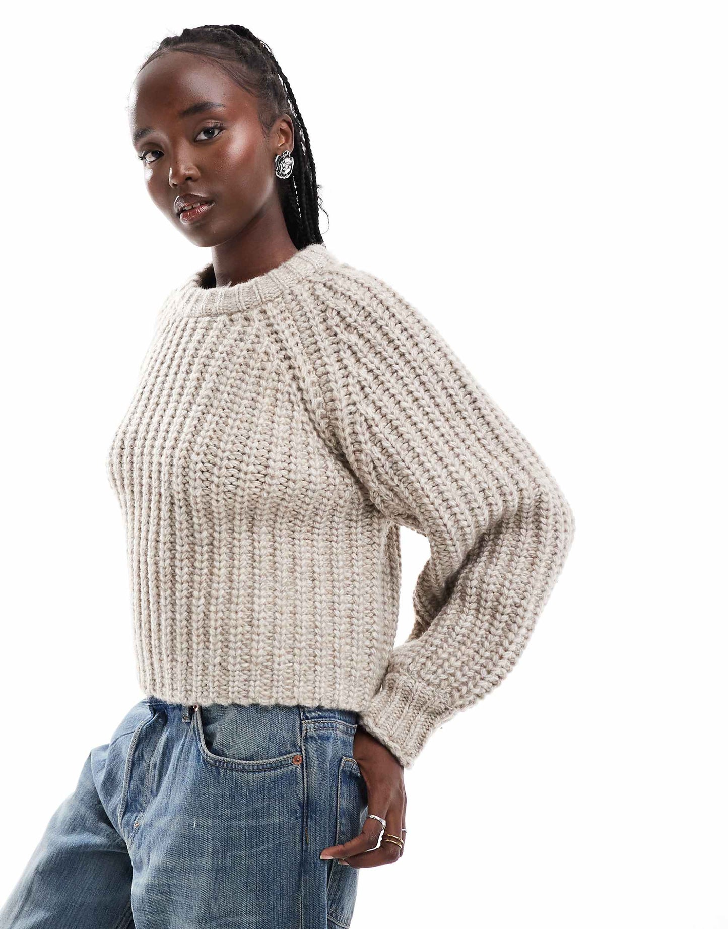 Knitted Jumper With Balloon Sleeves