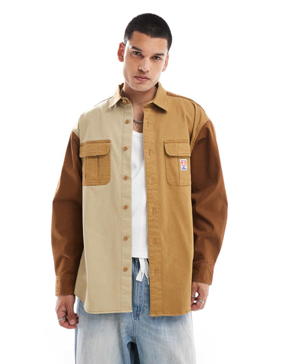 Casey Jones Workwear Colourblock Twill Shirt Relaxed Fit