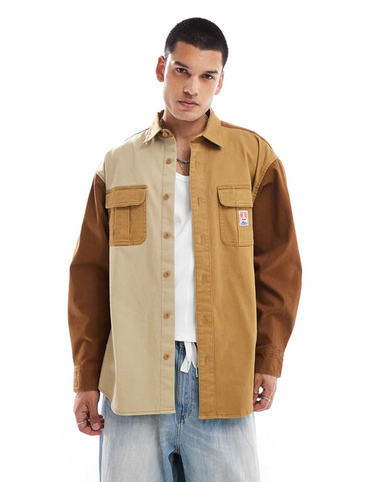 Casey Jones Workwear Colourblock Twill Shirt Relaxed Fit