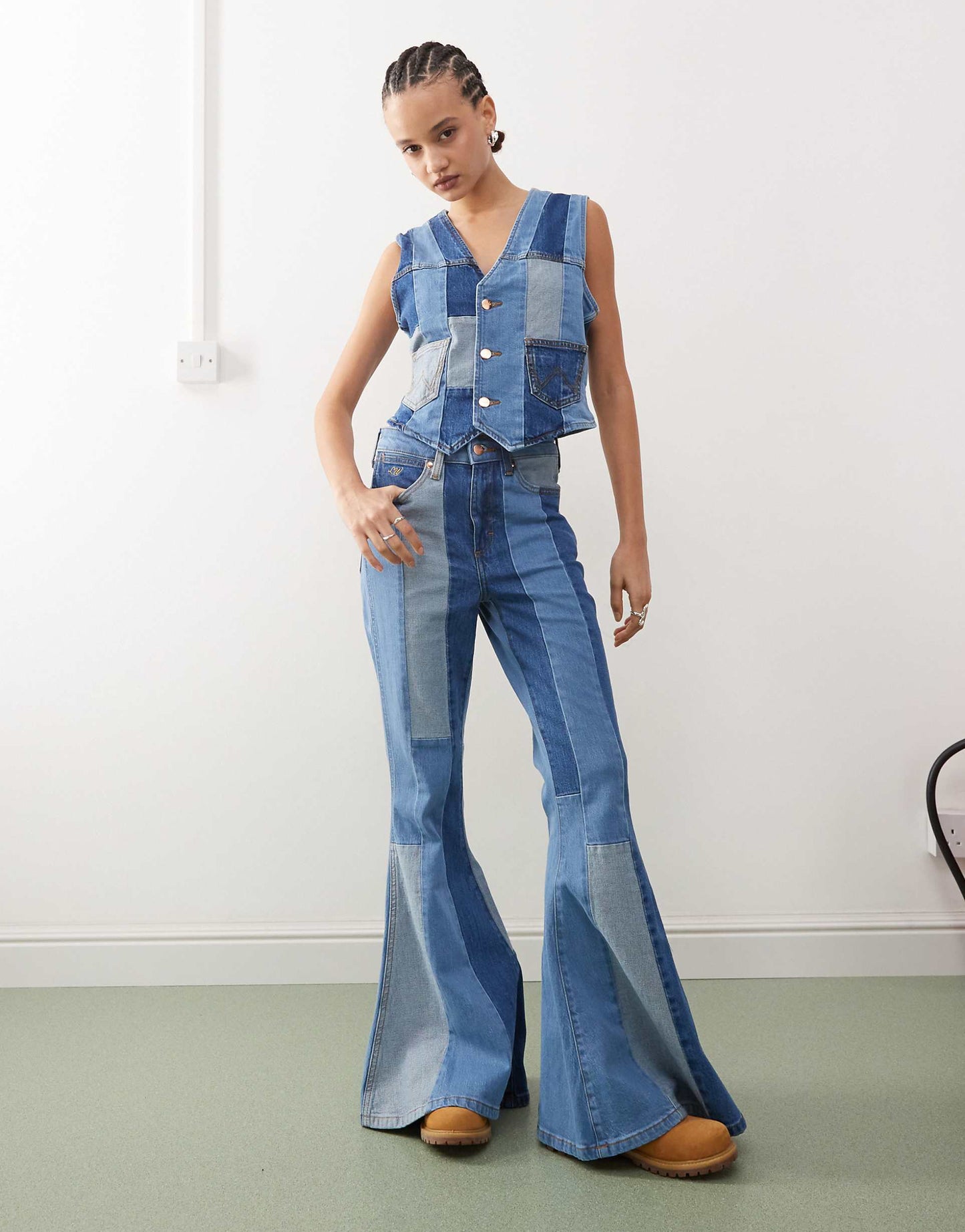 Co-Ord Patchwork Flared Jeans