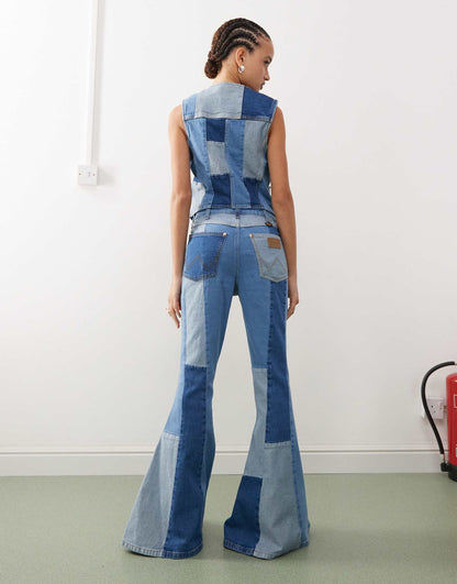 Co-Ord Patchwork Flared Jeans