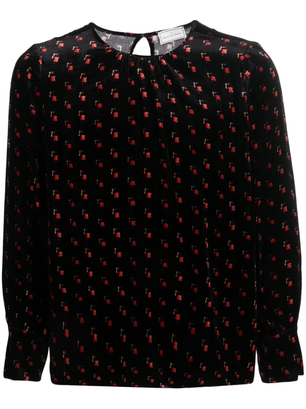 Velour Graphic-Print Blouse