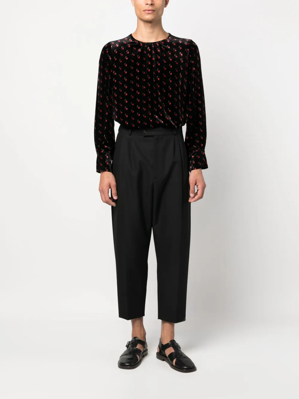 Velour Graphic-Print Blouse