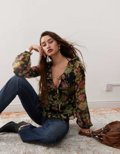 Long Sleeve Ruffle Blouse