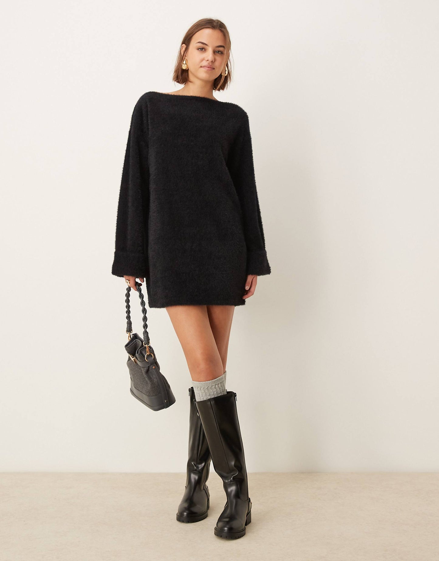 Supersoft Fluffy Slouchy Mini Jumper Dress