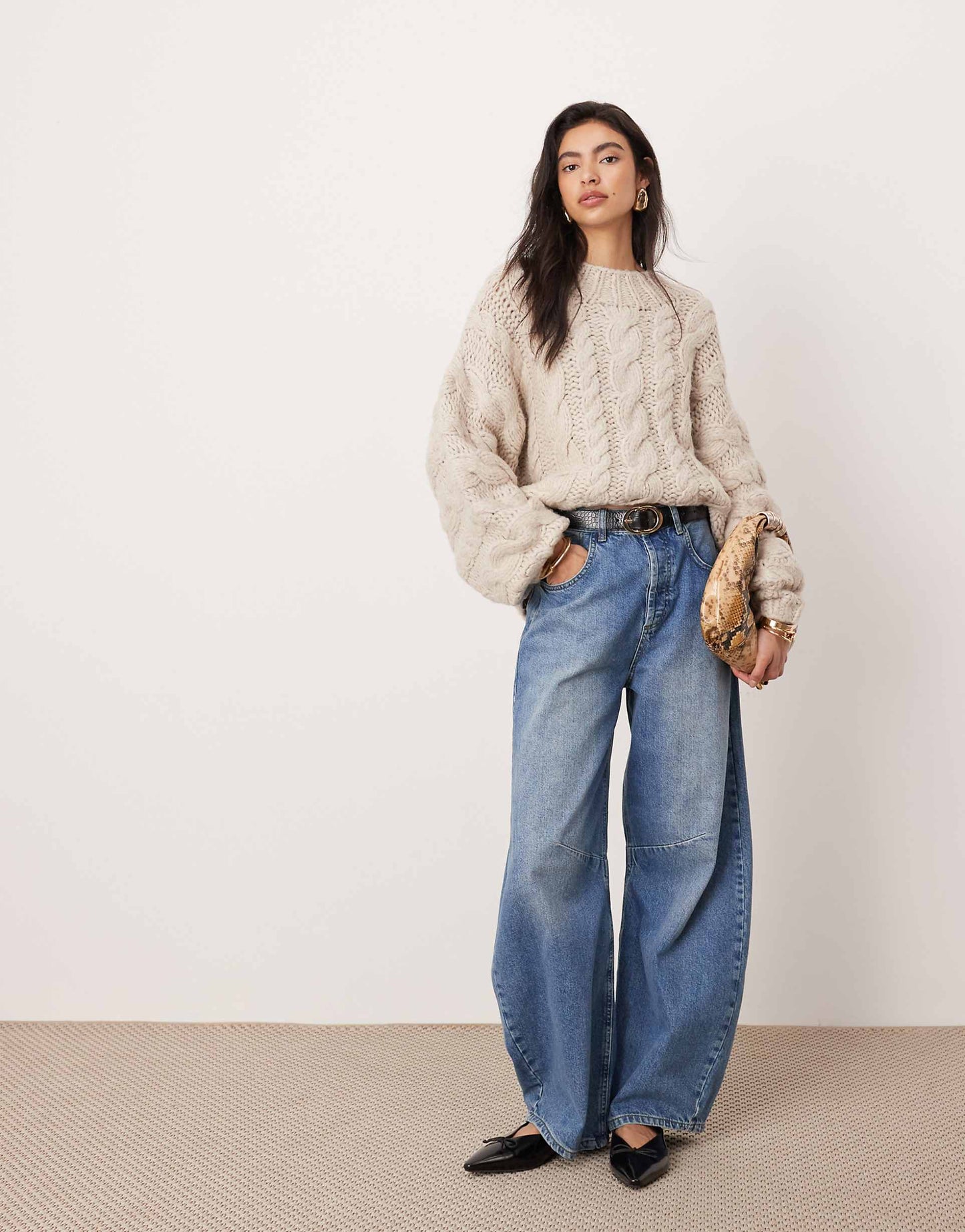Oversized Chunky Hand Knit Cable Jumper