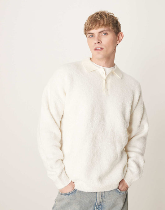 Knitted Relaxed Rugby Textured Polo