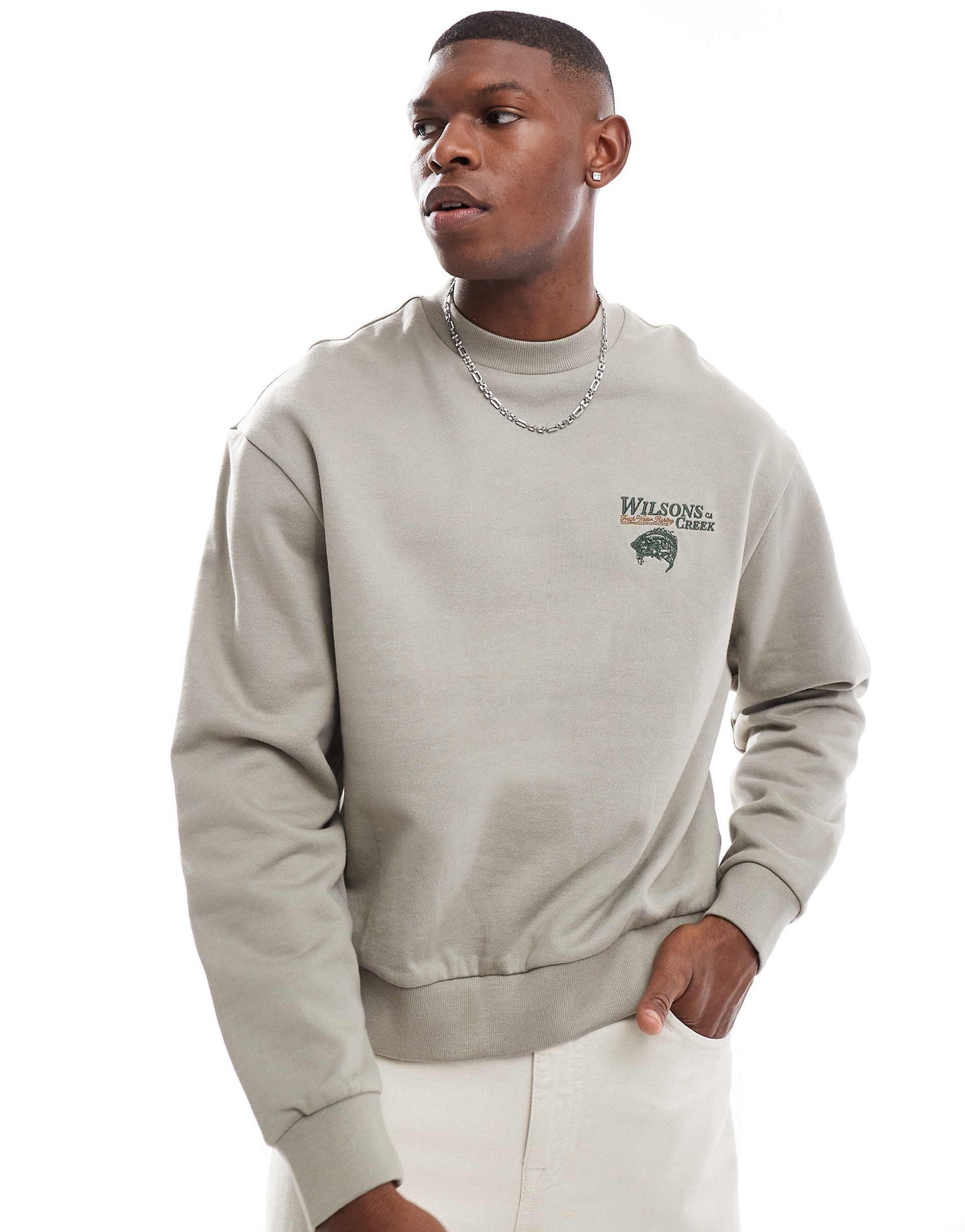 Boxy Oversized Sweatshirt With Vintage Chest Print