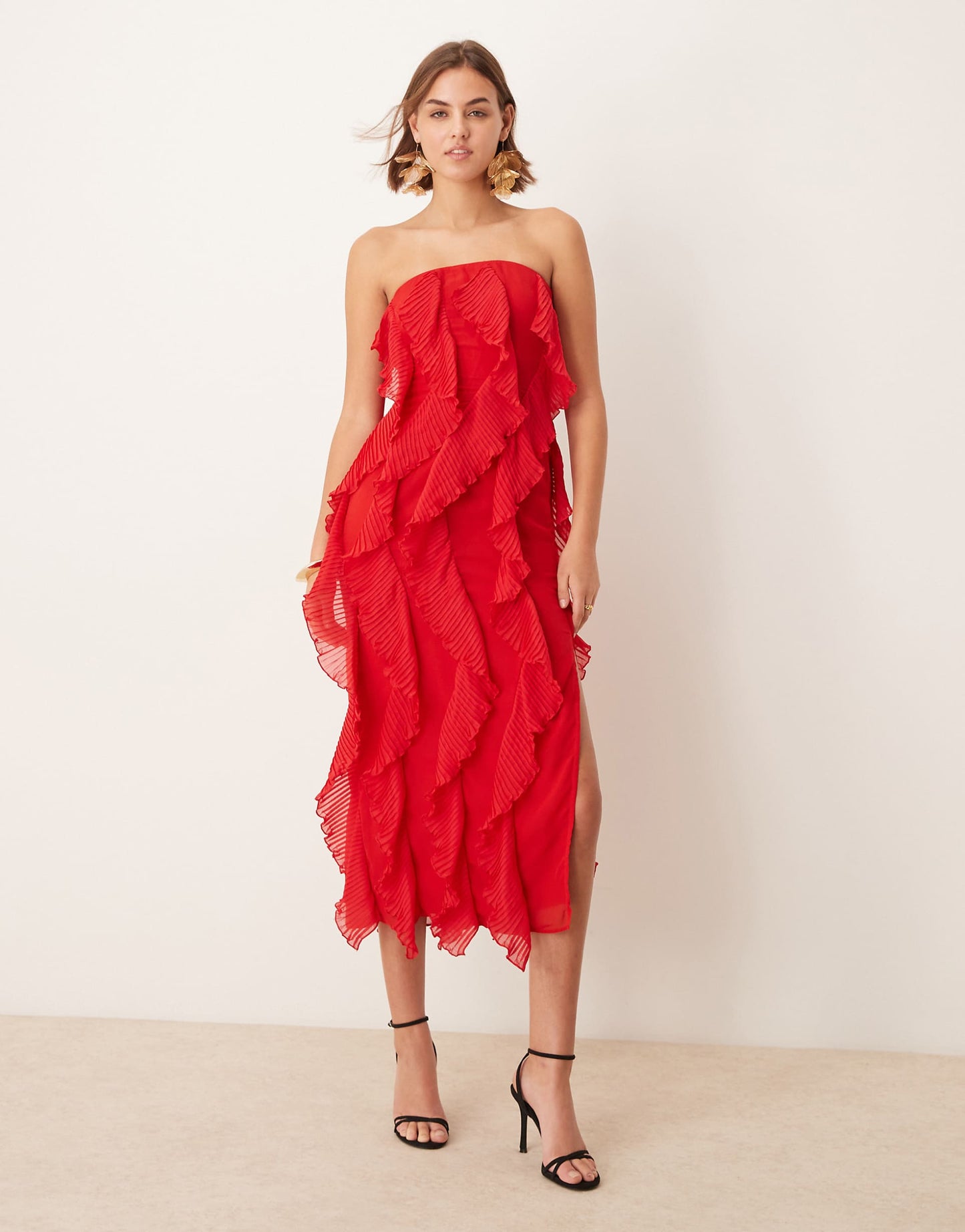 Strapless Ruffle Maxi Dress