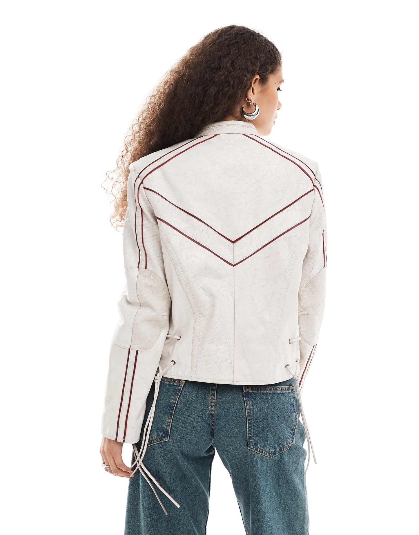 Distressed Leather Tab Collar Motor Jacket