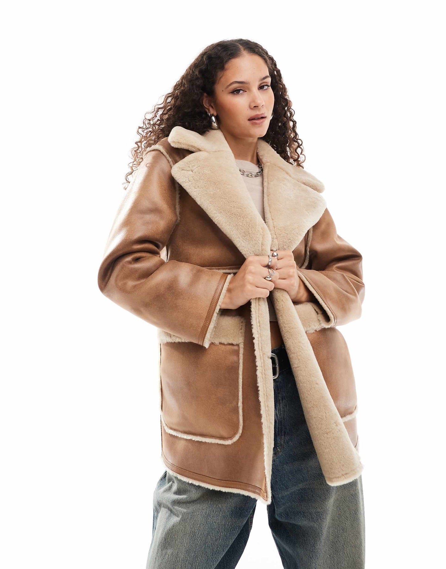 Faux Shearling Car Coat