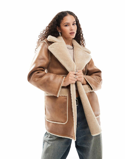 Faux Shearling Car Coat