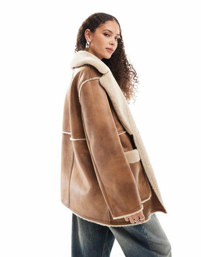 Faux Shearling Car Coat