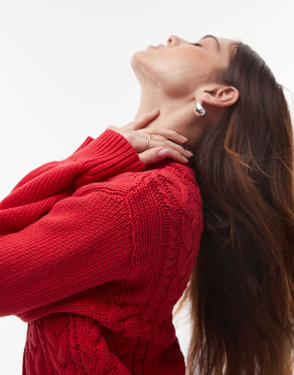 Knitted Chunky Cotton Cable Cardigan
