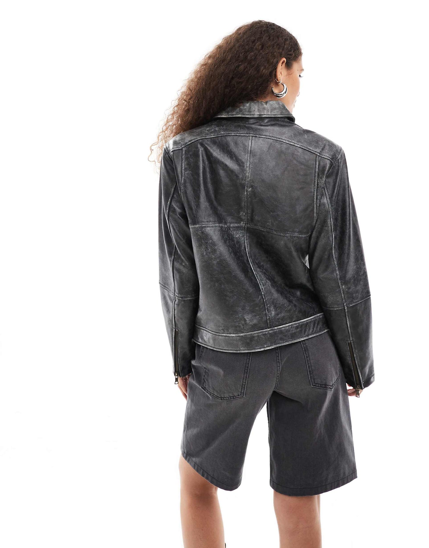 Distressed Leather Dads Harrington Jacket