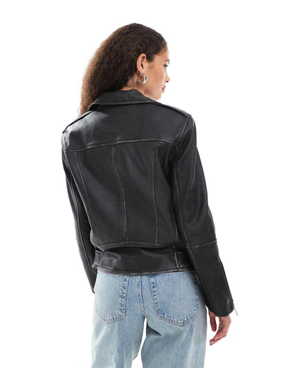 Classic Vintage Effect Leather Jacket