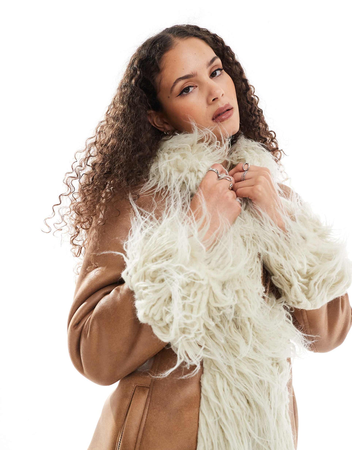 Faux Fur Edged Maxi Coat