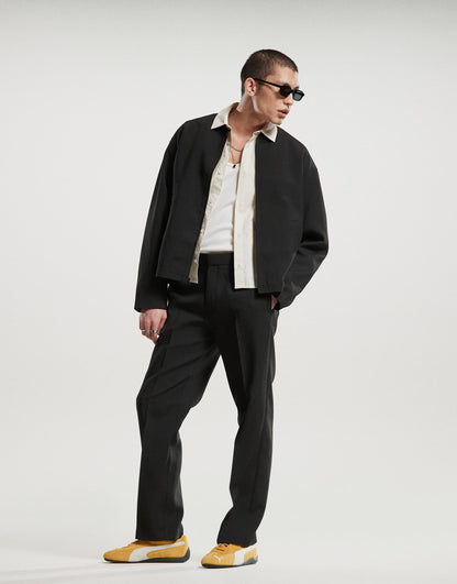 Smart Co-Ord Ribbed Bomber Jacket
