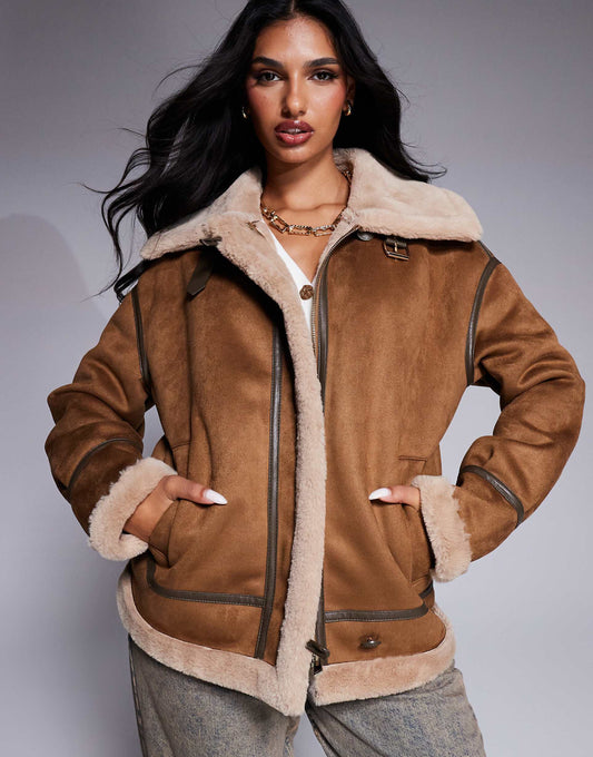 Faux Suede Shearling Jacket