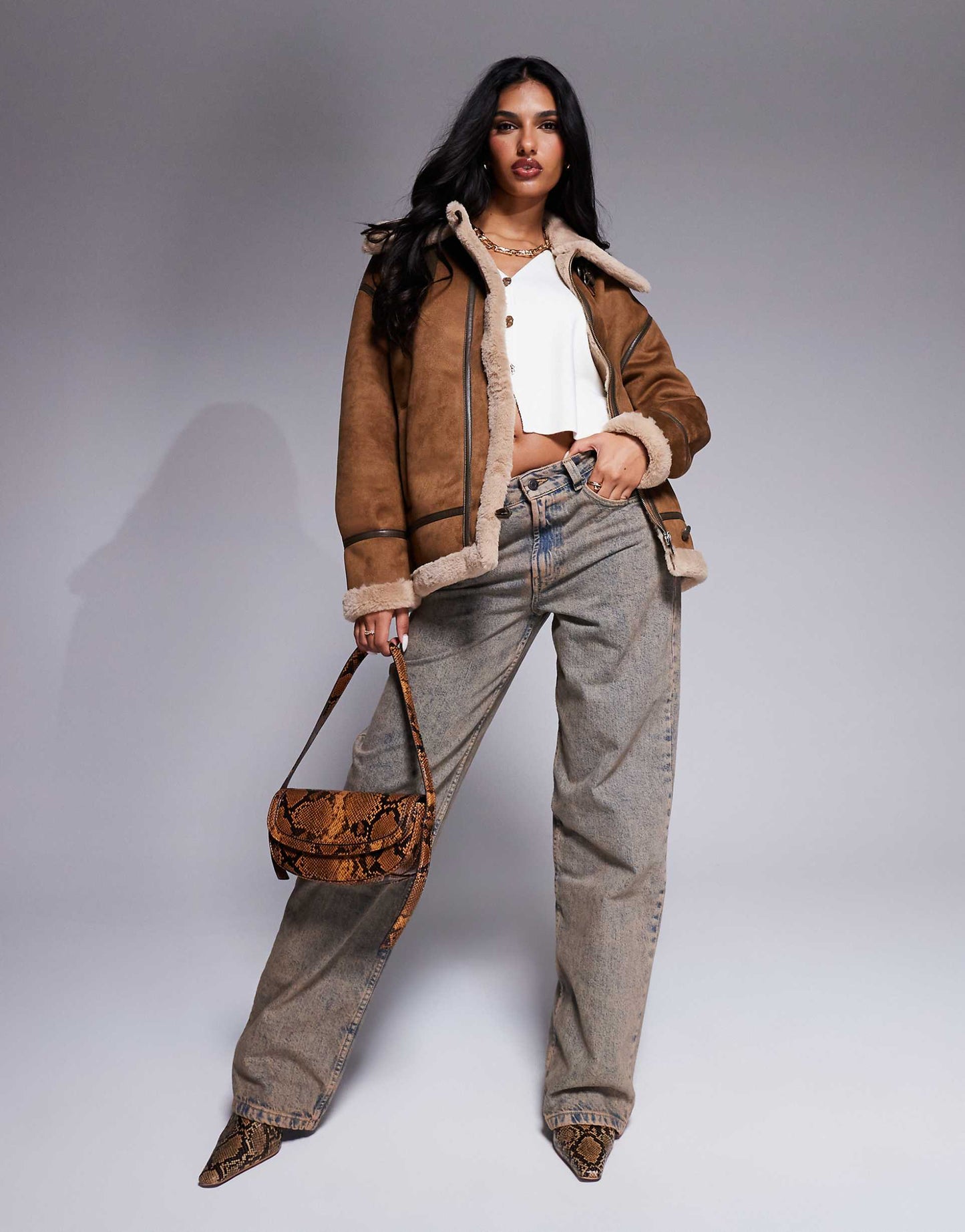 Faux Suede Shearling Jacket