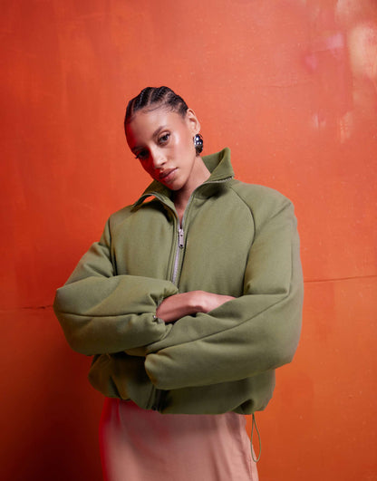 Knit Collar Clean Puffer Jacket