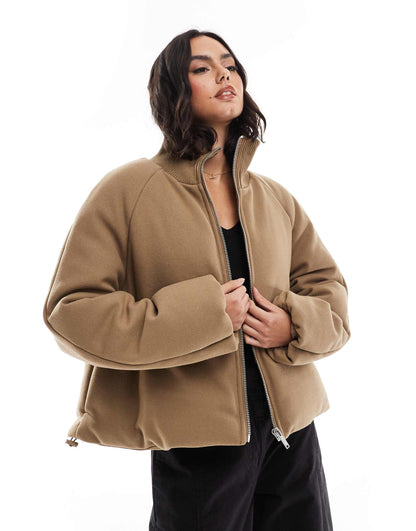 Knit Collar Clean Puffer Jacket