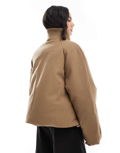 Knit Collar Clean Puffer Jacket