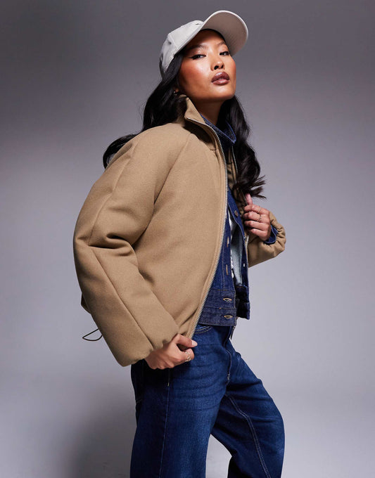 Petite Knit Collar Clean Puffer Jacket
