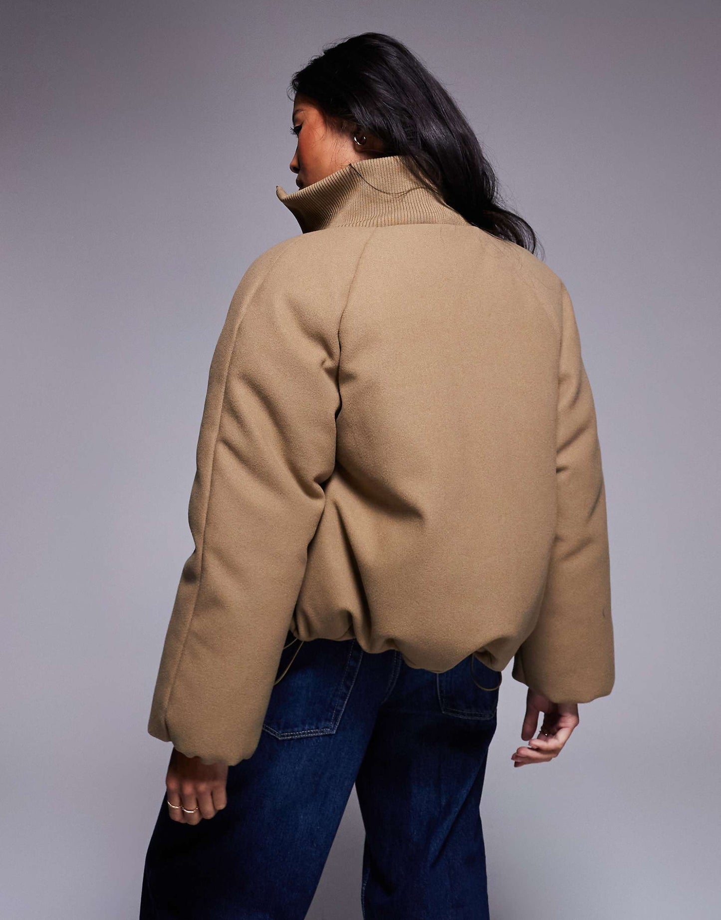 Petite Knit Collar Clean Puffer Jacket