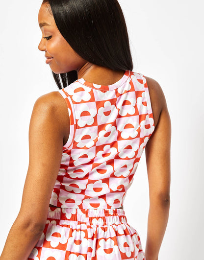 London 70'S Flower Checker Jersey Vest
