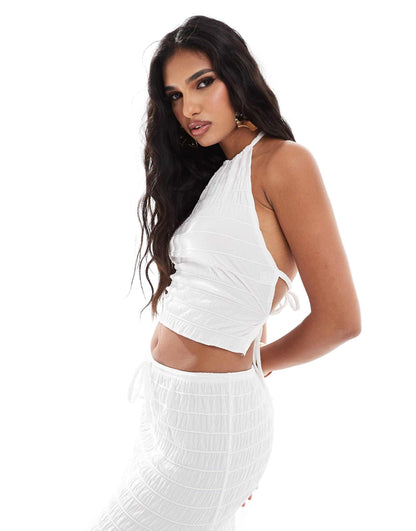 Co-Ord Backless Gathered Halter Top