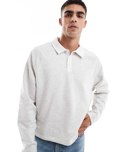 Rugby Polo Sweatshirt With Raglan Sleeves