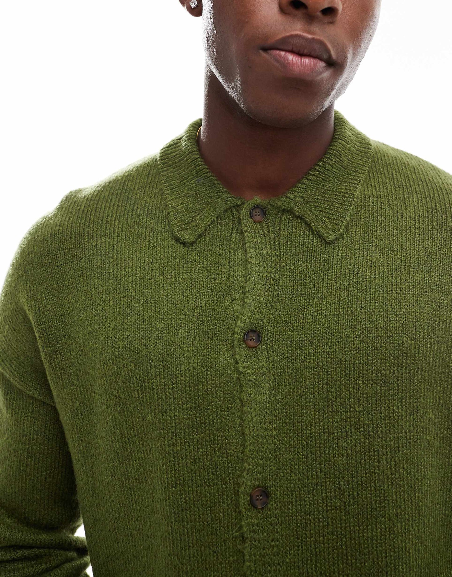 Relaxed Knitted Collar Cardigan