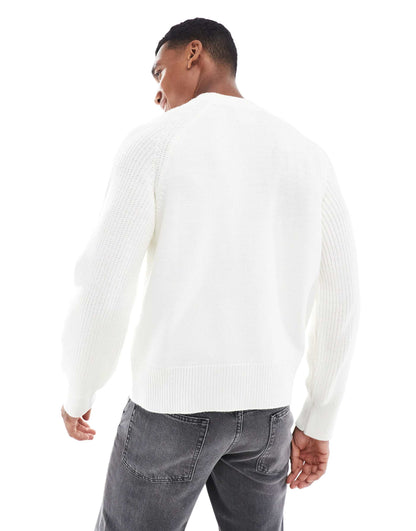 Relaxed Boxy Knitted Jumper With Ribbed Sleeves