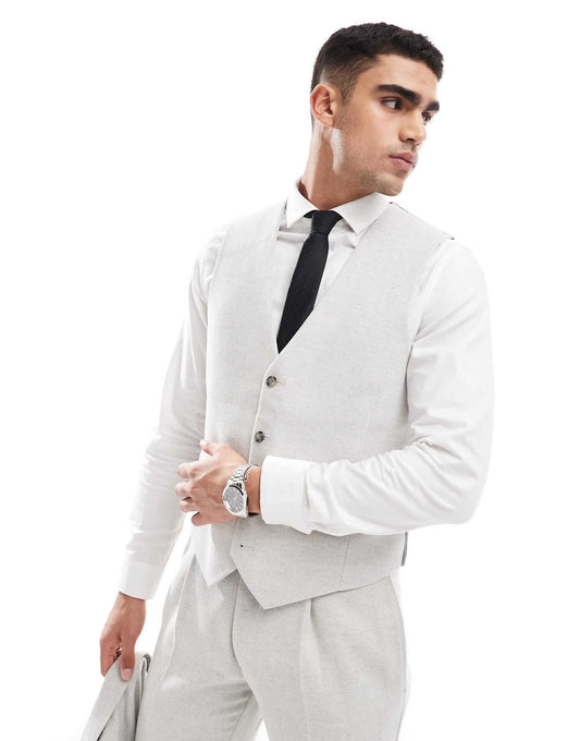 Slim Suit Waistcoat With Wool
