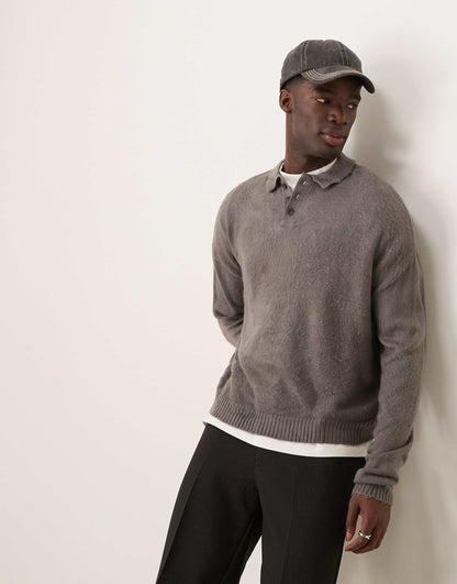 Oversized Boxy Fit Polo Jumper