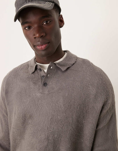 Oversized Boxy Fit Polo Jumper