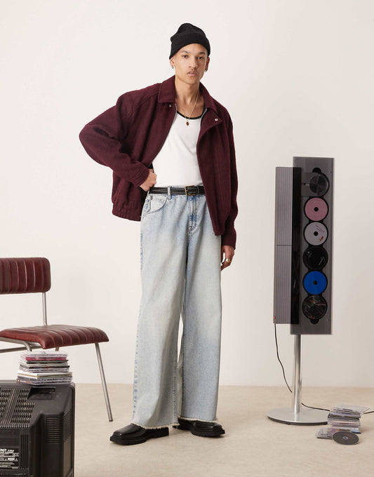 Wool Look Oversized Harrington Jacket