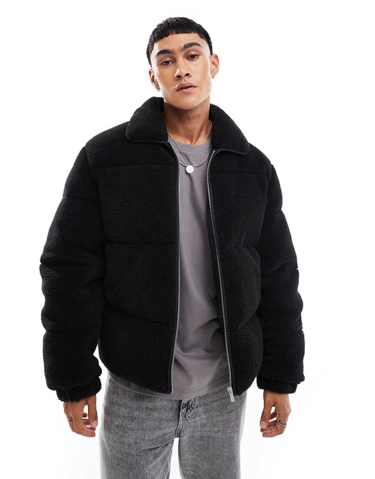 Oversized Borg Puffer Jacket