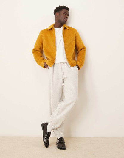 Oversized Wool Look Harrington Jacket