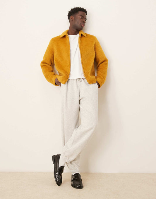 Oversized Wool Look Harrington Jacket
