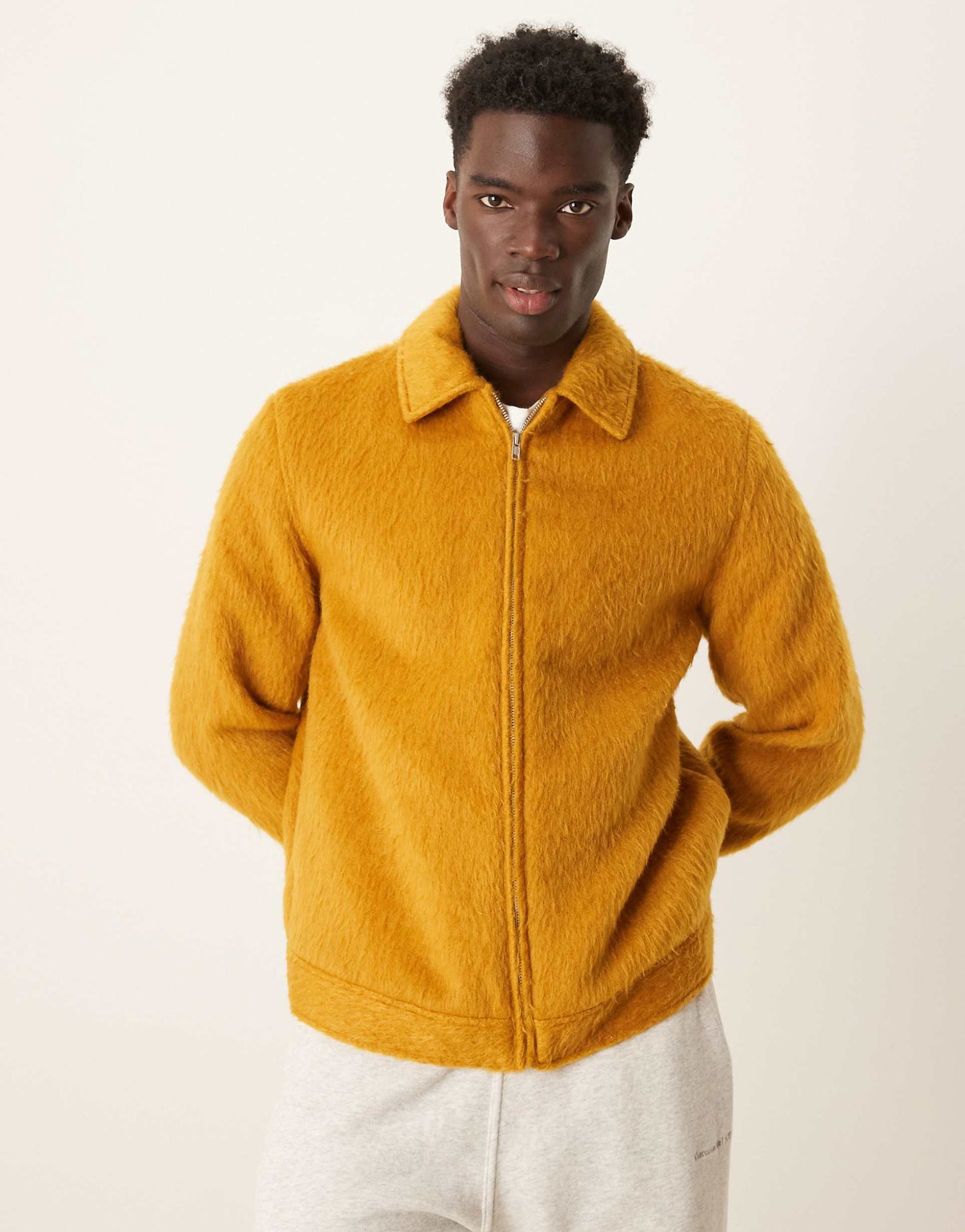 Oversized Wool Look Harrington Jacket