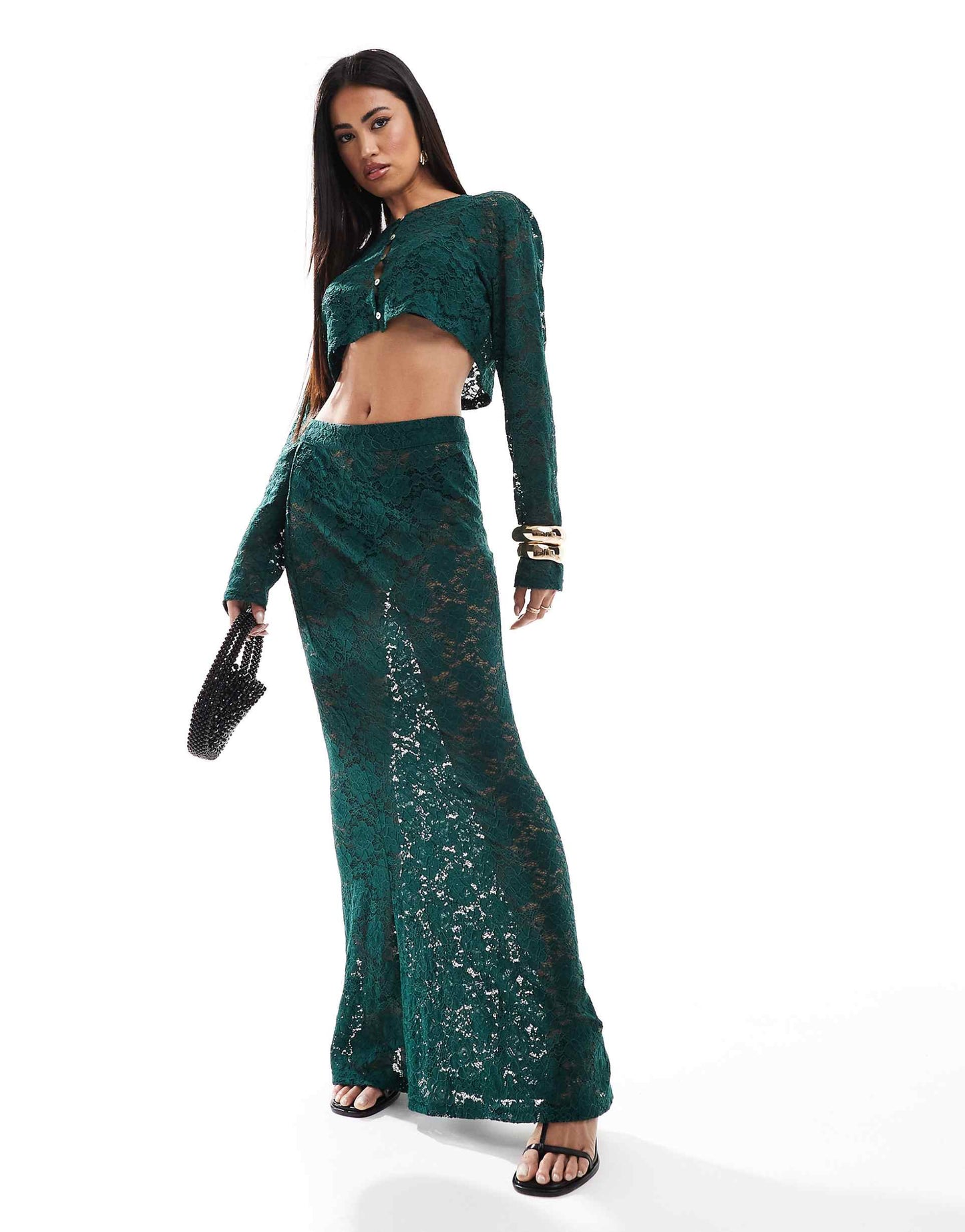 Exclusive Lace Column Maxi Skirt Co-Ord