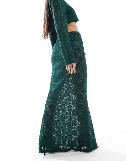 Exclusive Lace Column Maxi Skirt Co-Ord