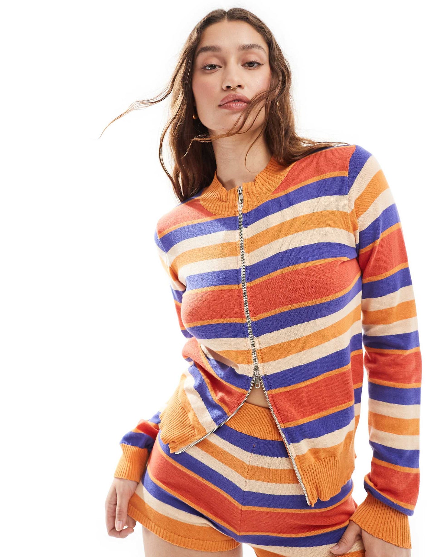 Zip Up Ombre Stripe Knit Co-Ord