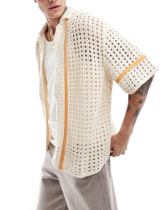 Crochet Orange Stripe Shirt