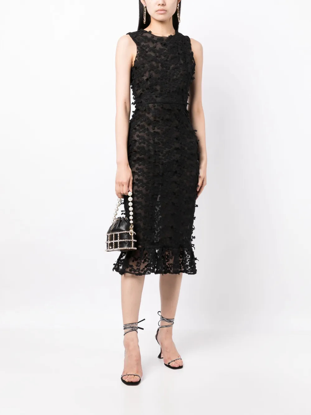 Floral-Lace Midi Dress
